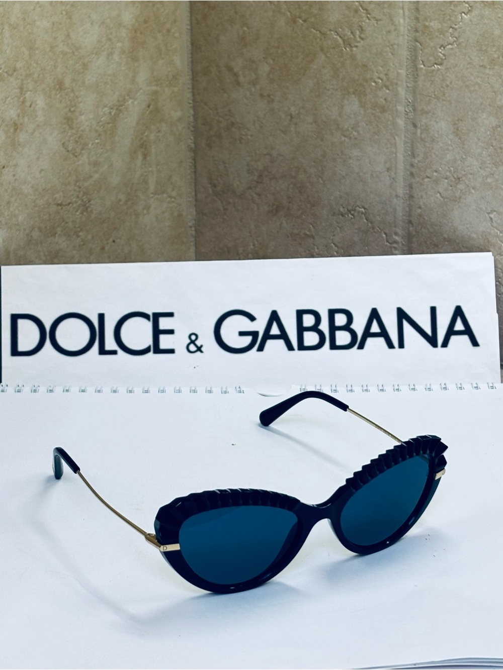New Dolce and Gabbana DG6133 3094/80 Opaline Blue Cat Eye Shape Sunglasses